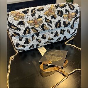 Leopard Beaded Clutch